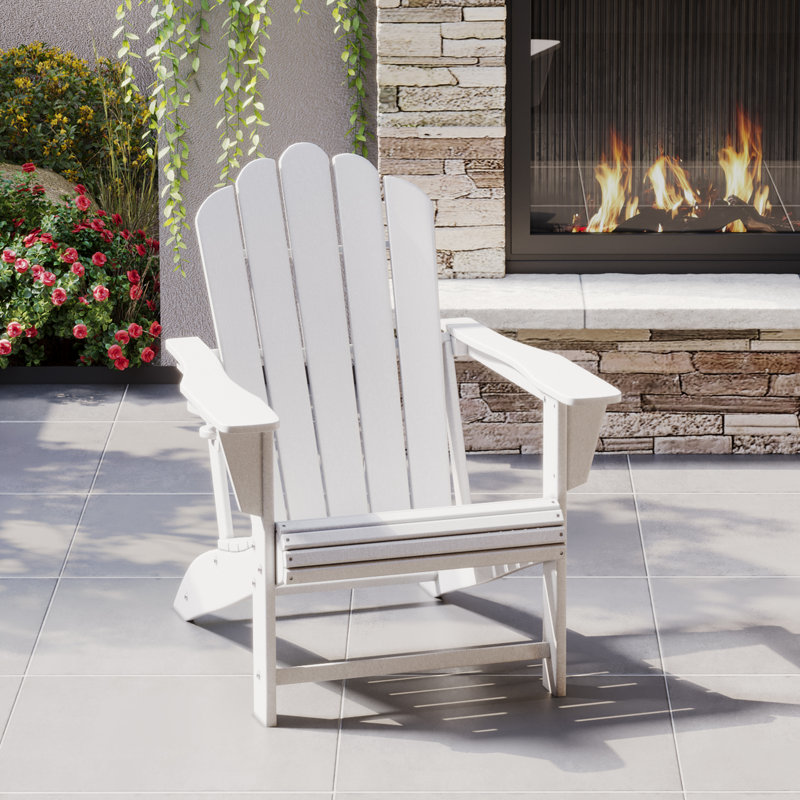 Lucus Poly HDPE Adirondack Chair with Cupholder, White
