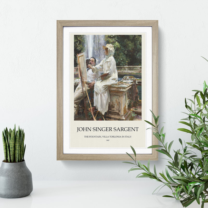 The Fountain, Villa Torlonia by John Singer Sargent - Picture Frame Painting, Oak Framed, 65cm H x 48cm W x 2cm D
