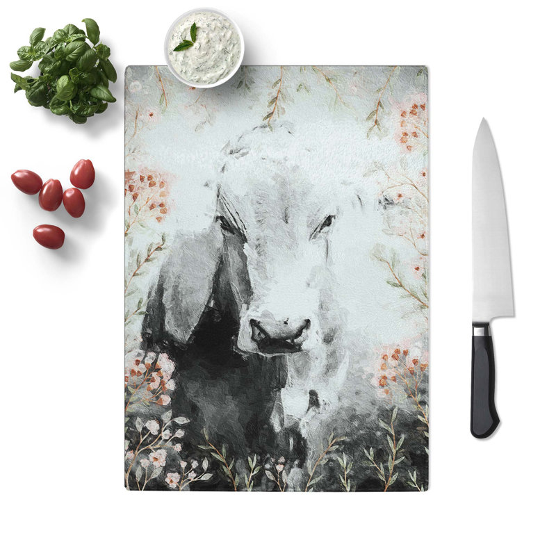 Glass Jersey Cow in The Meadow Chopping Board, 39 cm W x 28.5 cm L
