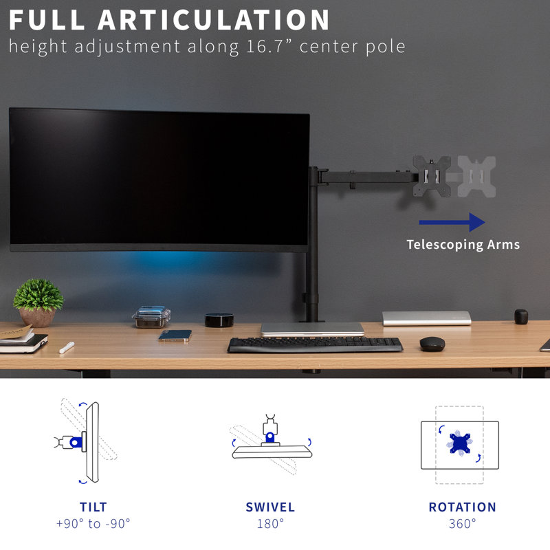 Telescoping Dual Monitor Desk Mount