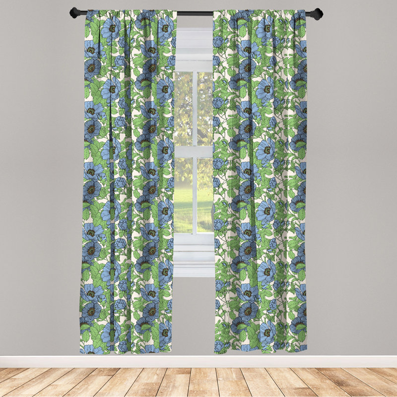Floral Semi-Sheer Rod Pocket Curtain Panels, 28" x 95"
