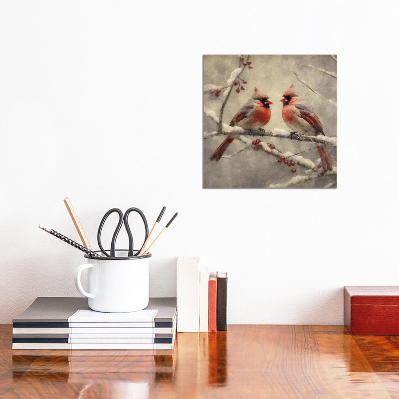 Christmas Cardinals - reproduction d'art mural