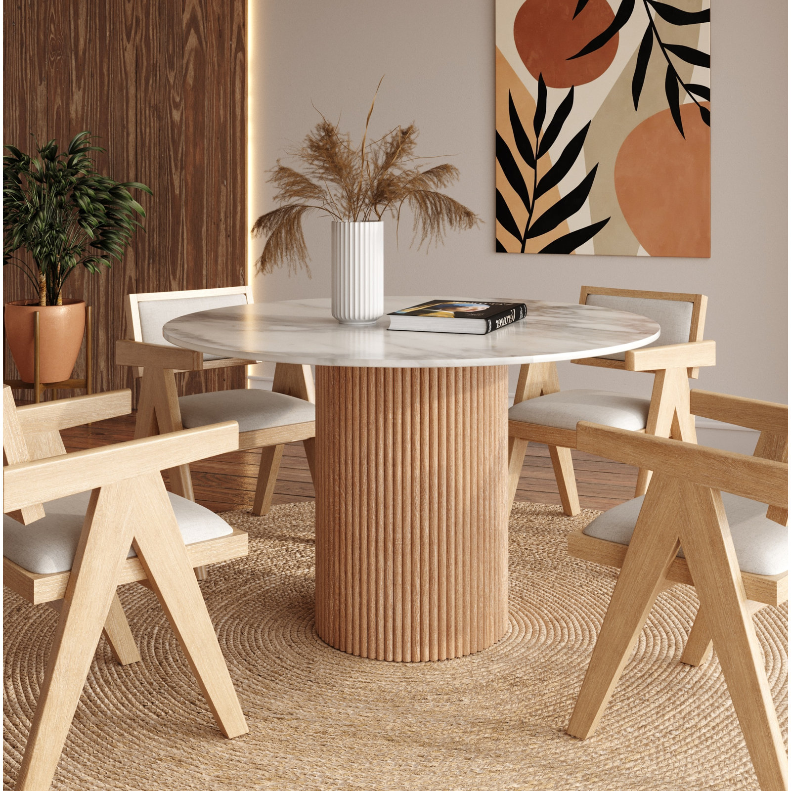 Carmela 47'' Round Marble Dining Table