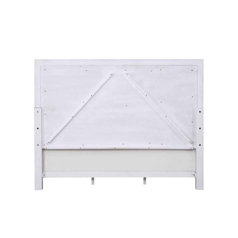 Grand lit Katia en lin gris clair, gris rustique et blanc vieilli