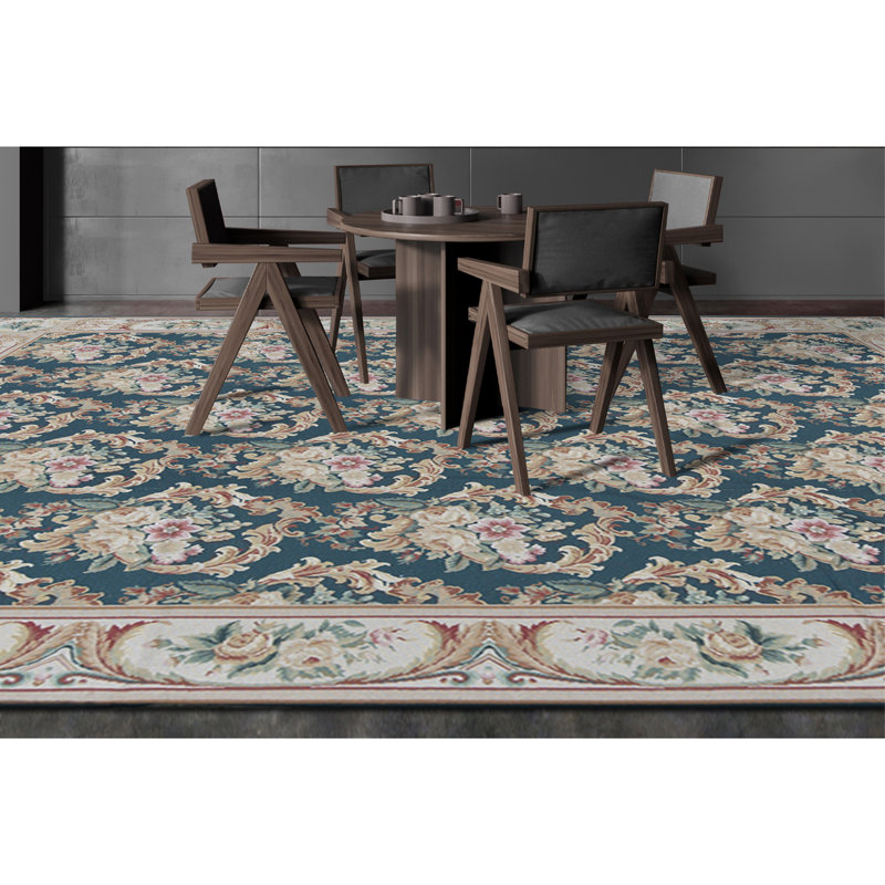 Needlepoint Wool Floral Area Rug
