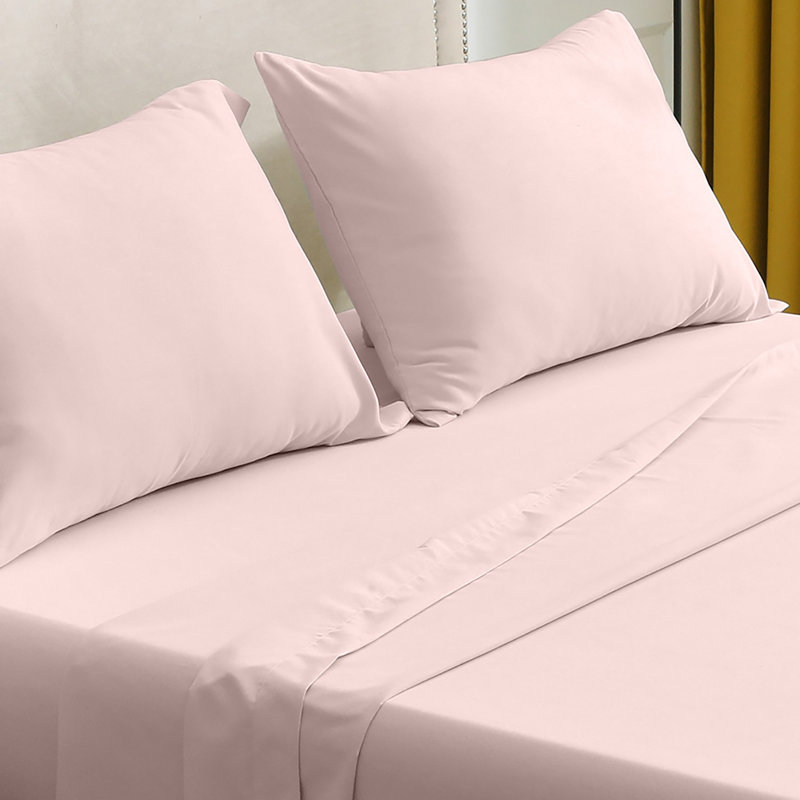 Ensemble de draps en microfibre de satin de coton, Ensemble de draps pour lit simple TG + drap-housse, Craie mauve
