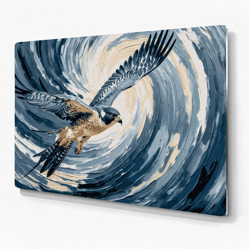 Oiseaux, art mural bleu faucon pèlerin, H 11 po x l 14 po