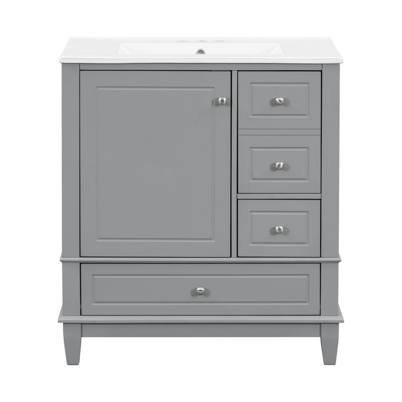 Heather 30" Bathroom Vanity With Ceramic Sink, Gray