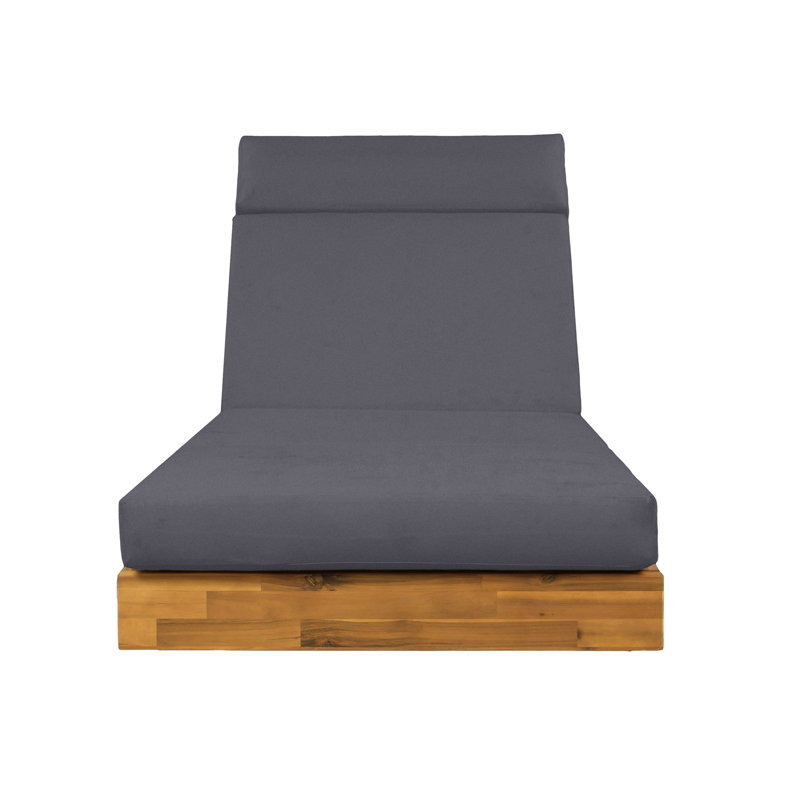 Modern Acacia Wood Outdoor Chaise Lounge with Water-Repellent Cushion & Integrated Headrest, Adjustable & Foldable Design for Patio, Poolside, Garden