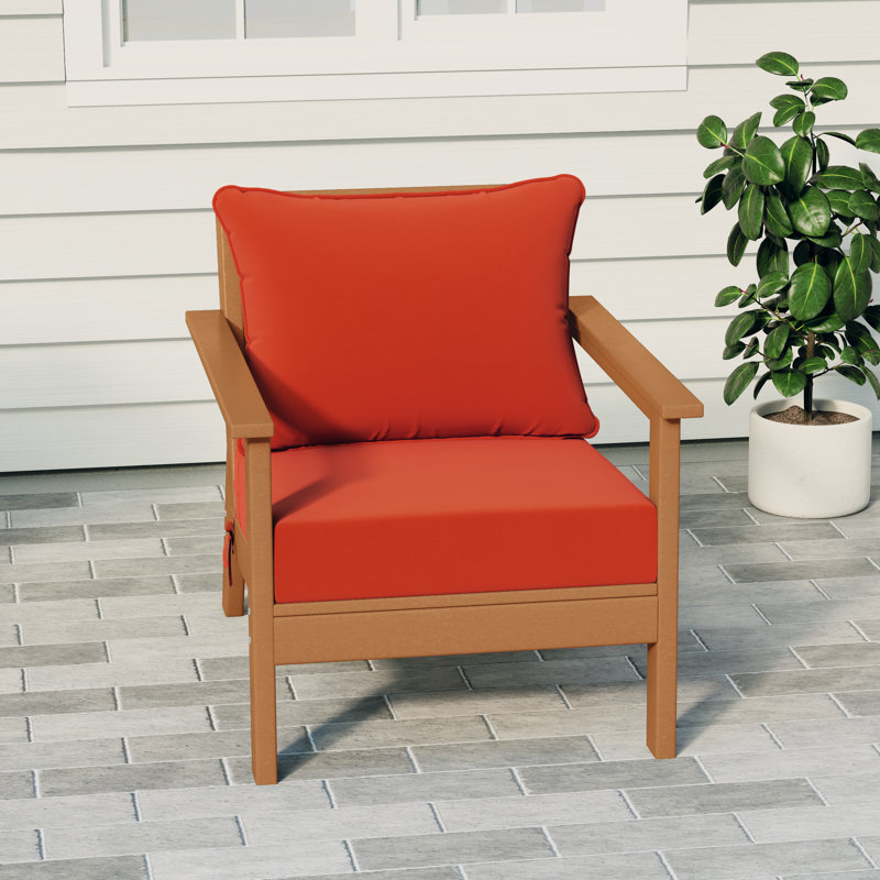 Chaise avec coussins Hydea, Orange, Teck