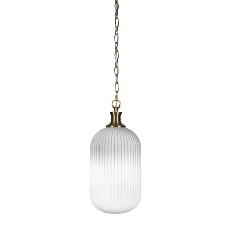 Carina Chain Hung Pendant With 8.25" Glass, New Age Brass, Frosted