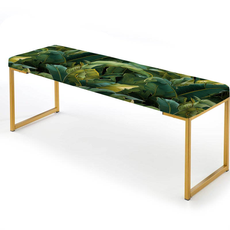 Banc tropical rembourré or, Green Banana Leaf Bliss Tropical