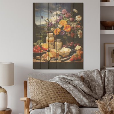 French French Creamy Moments I - Art mural en bois laitier sur bois de pin naturel