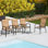 Patio Stackable PVC-coated polyester Dining Chairs, Faux Wood Armrests