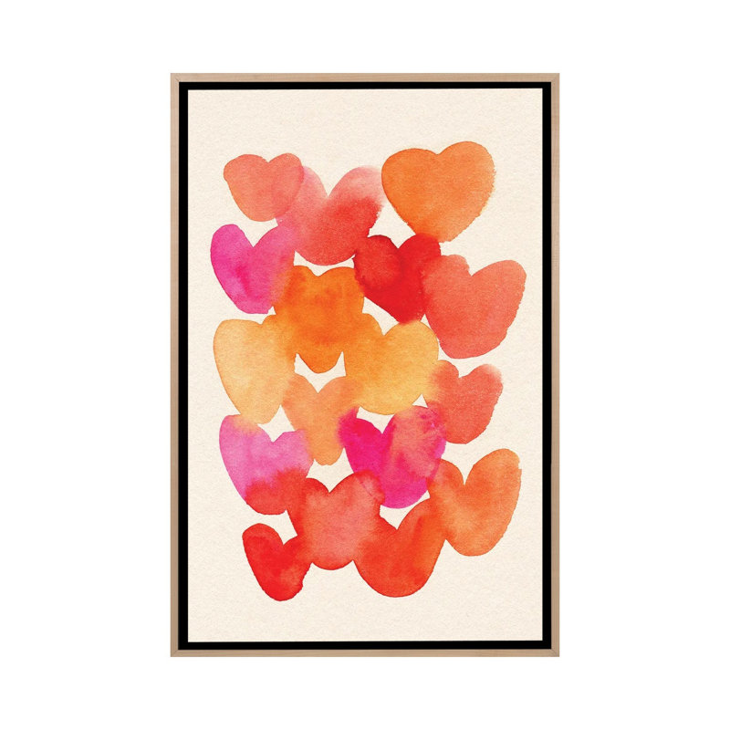 Hearts 1 Piece Wall Art on Canvas, 152.4 cm H x  101.6 cm W  x  4.445 cm D, Natural Wood