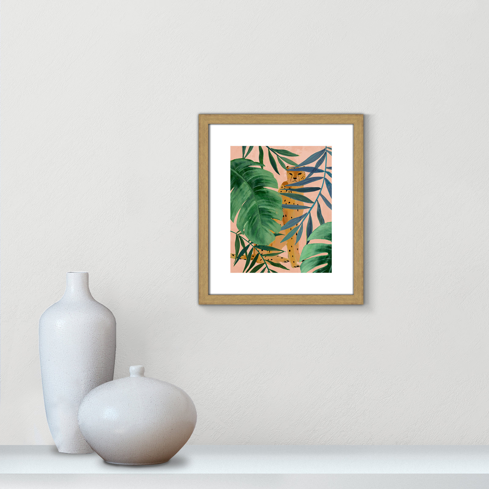 Allie "Silent Jungle" Painting by Isabelle Z, 15" H x 13" W x 0.75" D, Beige Wood Framed Paper