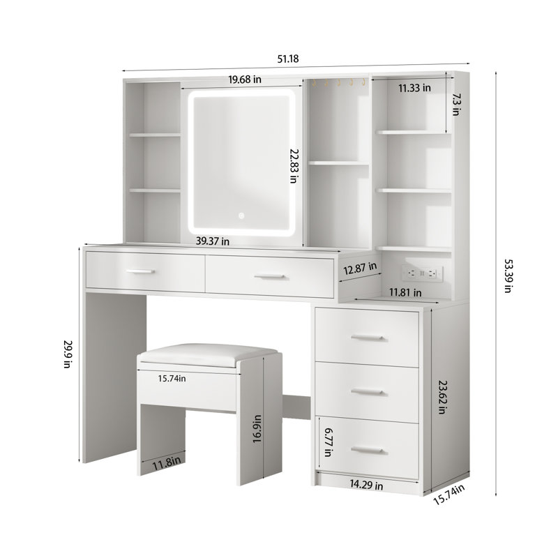 Jynna Vanity, White