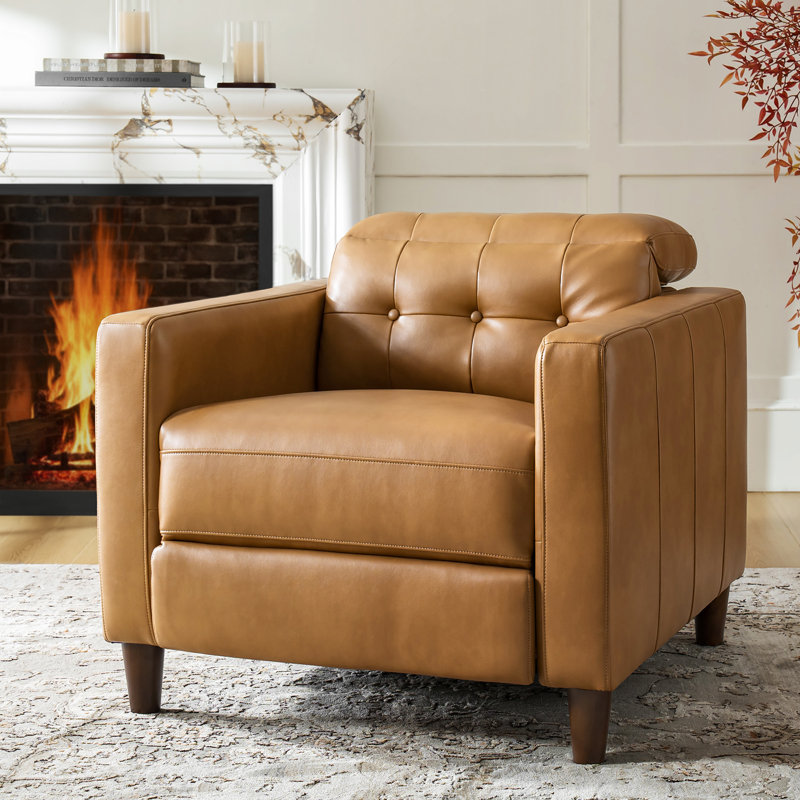 Fauteuil inclinable électrique moderne avec repose-tête réglable Gurdarshan de l 33,75 po de largeur (ensemble de 2), Chameau