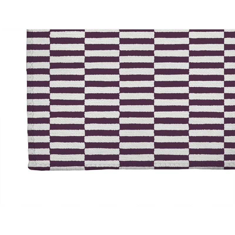 Tapis de cuisine à profil bas Off Stripe, Aubergine, Rectangle 5 pi x 7 pi