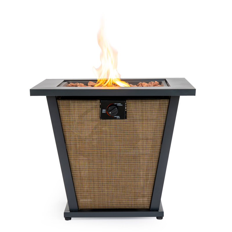 28" Propane Gas Fire Pit Table, 50000 BTU Square Steel Fire Pit  For Outside Patio Deck Garden Courtyard -Brown
