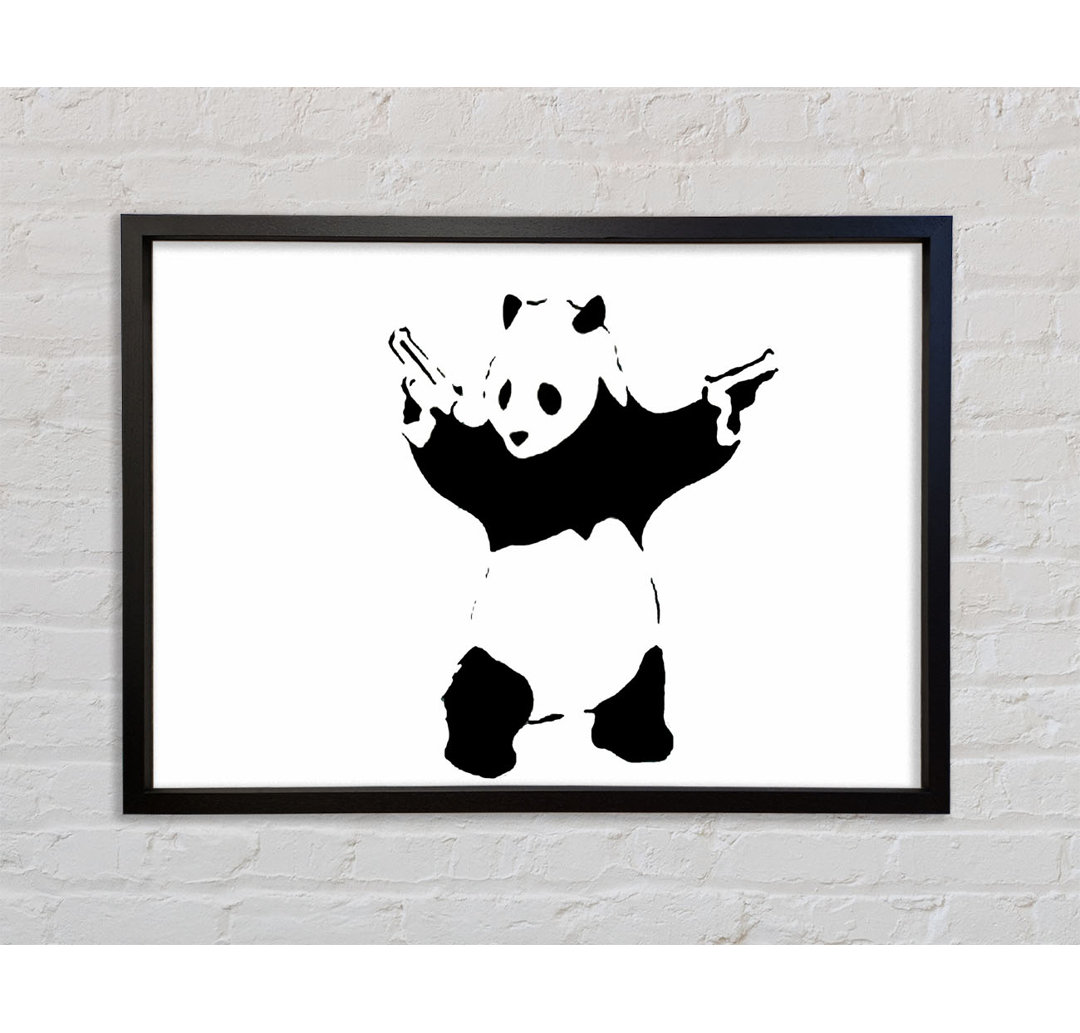 Panda Hold-Up Weiß Gerahmter Druck Wandkunst