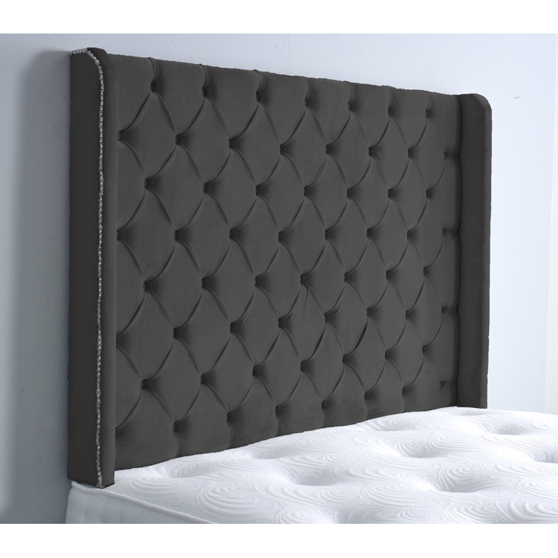 Upholstered Headboard, Black Velvet, Single (3')