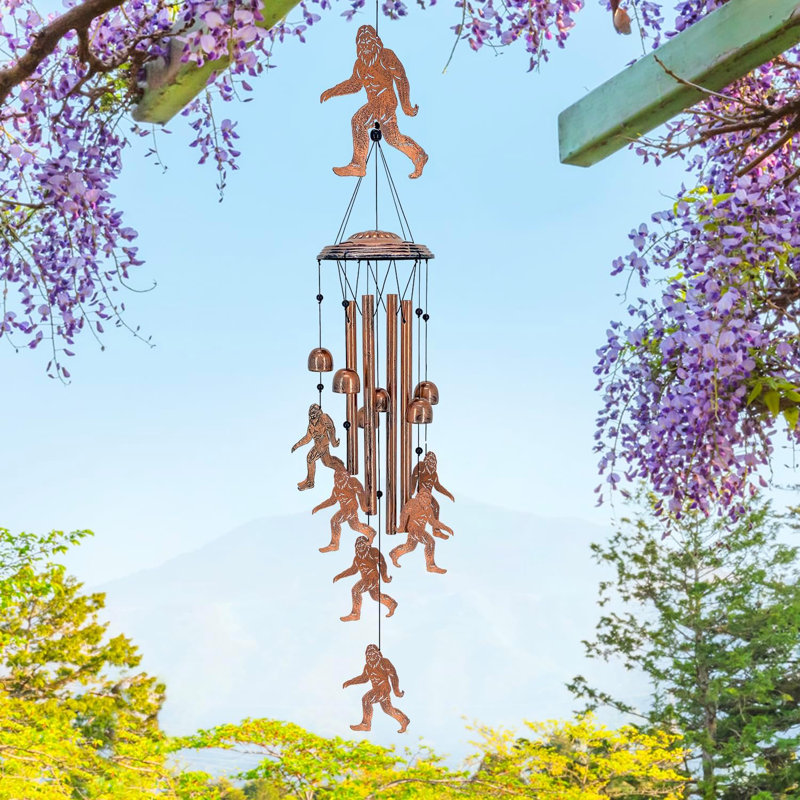 Bigfoot Wind Chime, Iron Sasquatch Wind Chime Funny Hanging Big foot Wind Chime Memorial Gift for Outside Indoors Lawn Patio Garden Yard Decoration