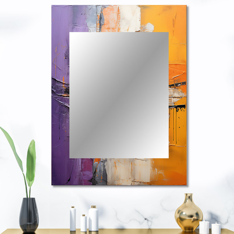 Collage Impressions IV - miroir à collages abstraits, miroir mural décoratif moderne et contemporain, impression d'art en métal