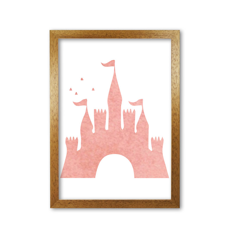 Castle - Painting, Honey Oak Frame, 30 cm H x 21 cm W x 5 cm D, Peach