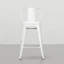 De 2 tabourets de comptoir en métal, 24 pouces, blanc vieilli, dossier confortable pour la cuisine, tabouret de 24 po (2) - Sièges confortables avec dossiers et repose-pieds incurvés, entretoise de construction stable
