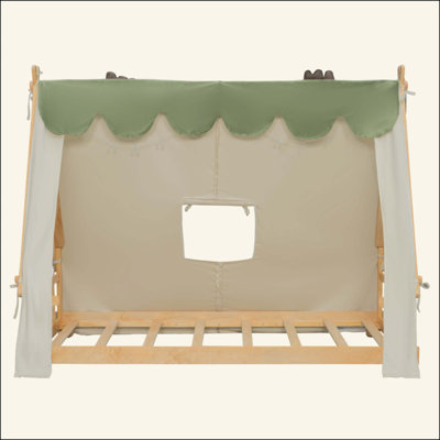 Lit maison avec tente et lumière, parfait pour les jeux imaginatifs et le sommeil confortable, idéal pour les chambres d'enfants