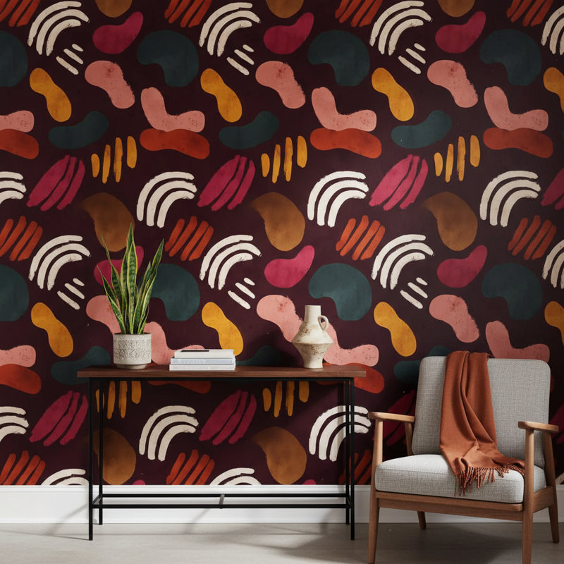 Papier peint éclectique abstrait mural amovible