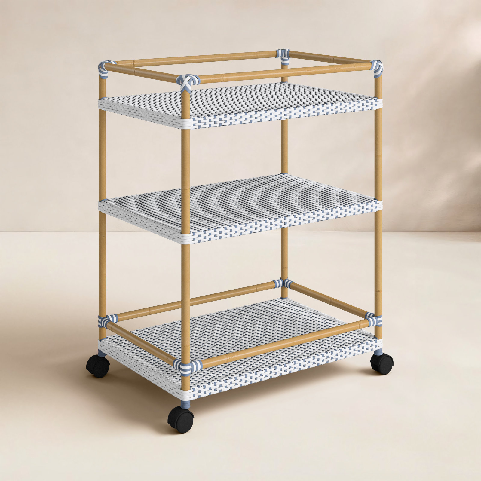 Ellie Bar Cart, Blue/White