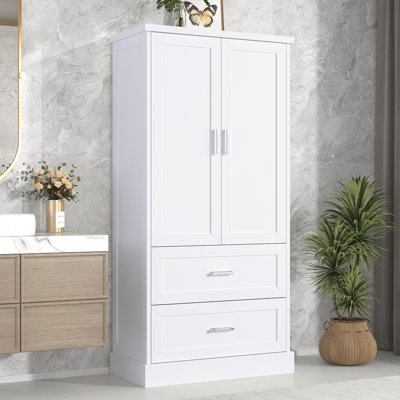 Armoire de rangement haute avec deux portes et tiroirs