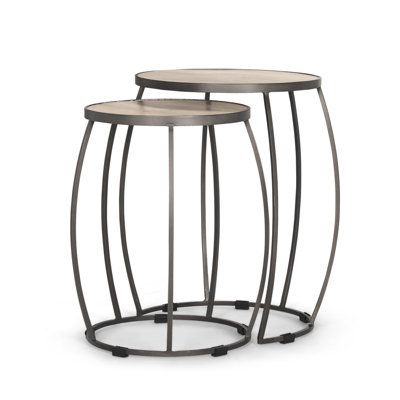 Ensemble de deux tables gigognes en bois naturel et argent Gracie Mills
