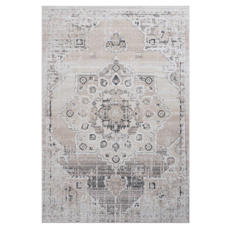 Tapis crème / beige 2X3 Medallion, Rectangle 1 pi 11 po x 2 pi 11 po