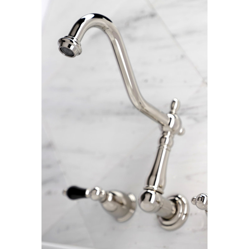 Kingston Brass Duchess Two-Handle 3-Hole Wall Mount Roman Tub Faucet, Polished Nickel