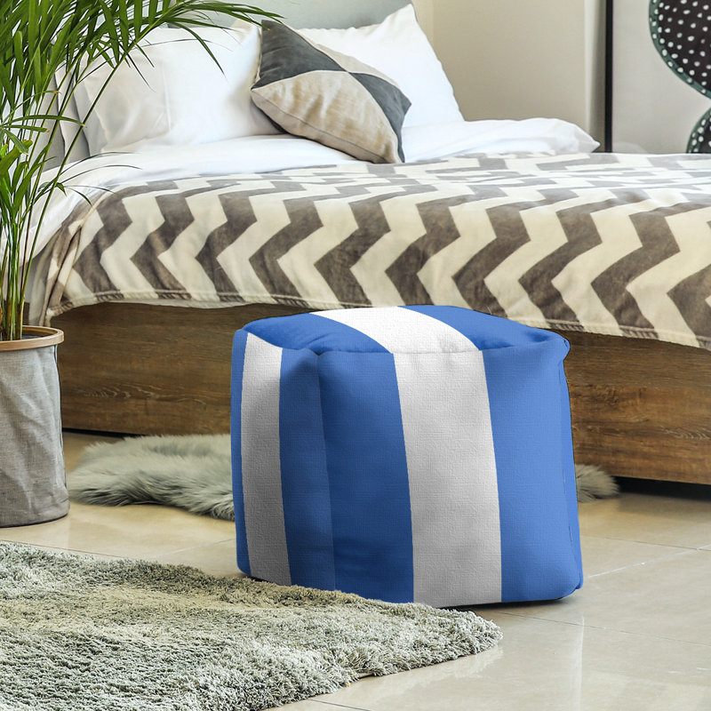 Repose-pieds cube la ours college stripes, Bleu / Blanc / Bleu