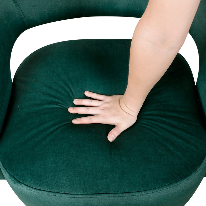 Fauteuil d'appoint en velours vert pivotant à 360 ° Modern Modern - vert + contreplaqué + bois massif + luxe + moderne, Vert