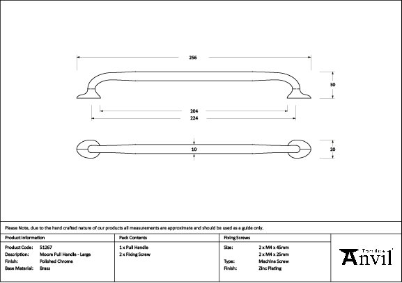 Moore Handle Pull, Polished Chrome, 8.8"