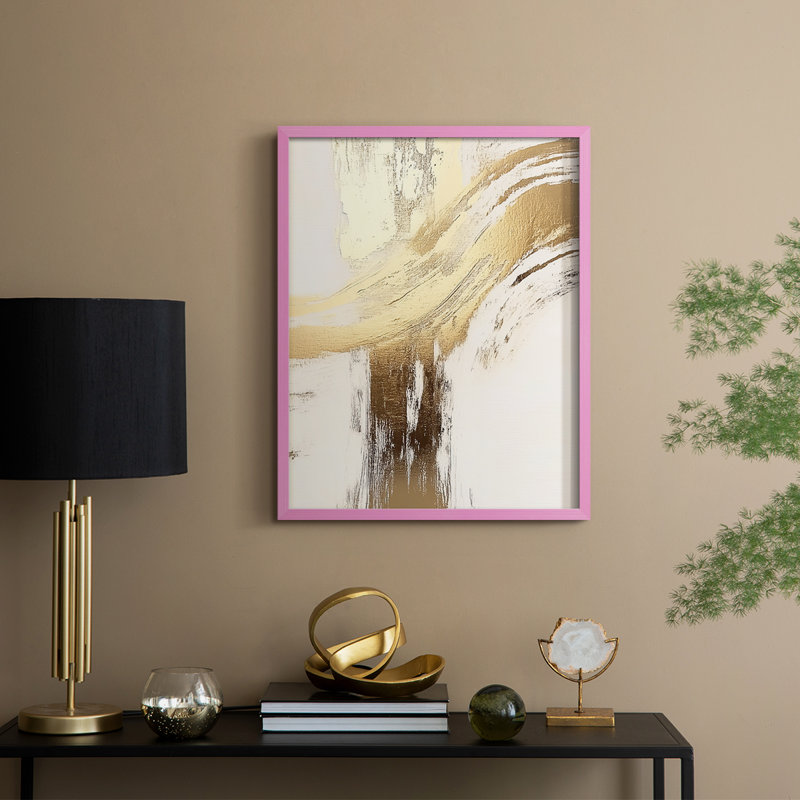 Abstrait, abstrait encadré, prêt à accrocher, Rose, H 10 po x l 8 po
