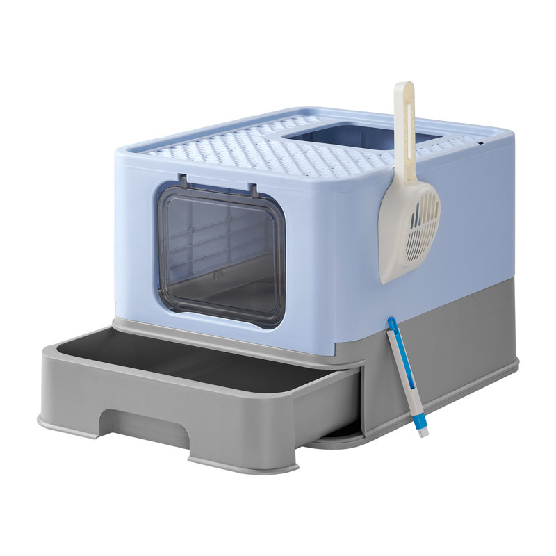 Polypropylene Litter Box with Scoop, Blue