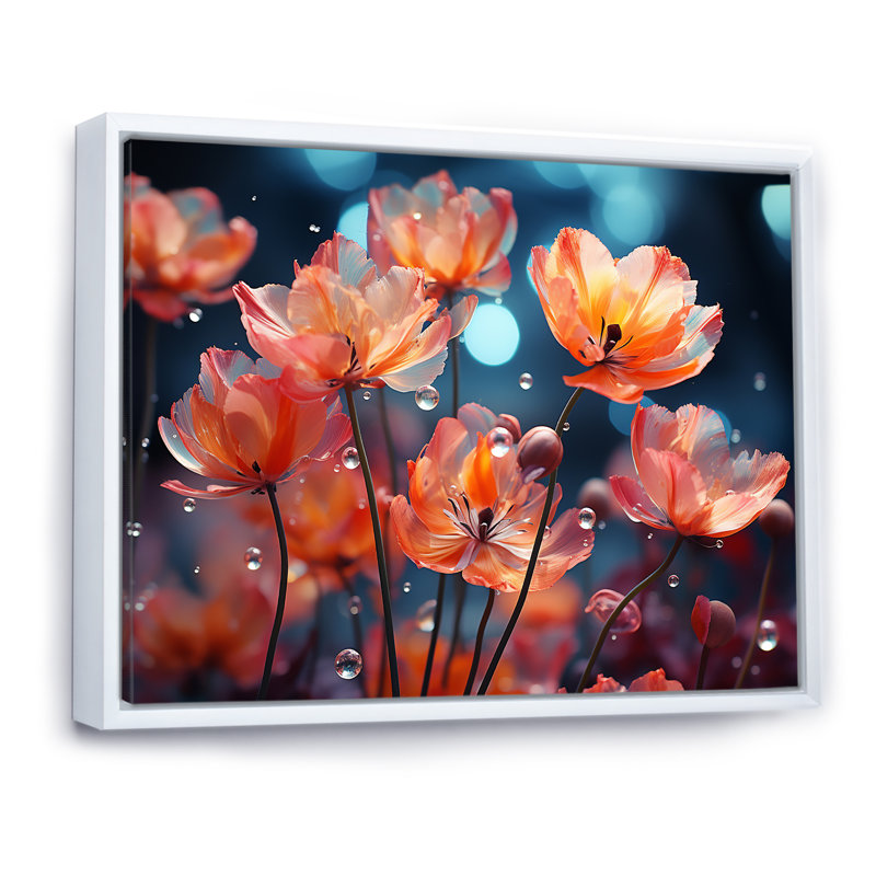 «Beautiful Beautiful Tulip Flowers II», reproduction sur toile, Cadre flottant blanc, H 16 po x l 32 po x P 1 po