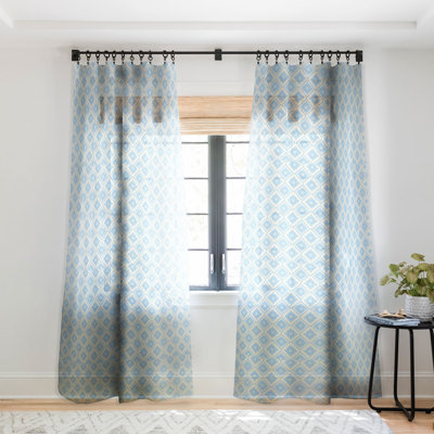 Hello Sayang Snow Flakes Icy Blue 1pc Sheer Window Curtain Panel