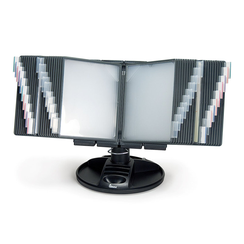 Black Rotating Desktop Reference Organizer with 40 Panels