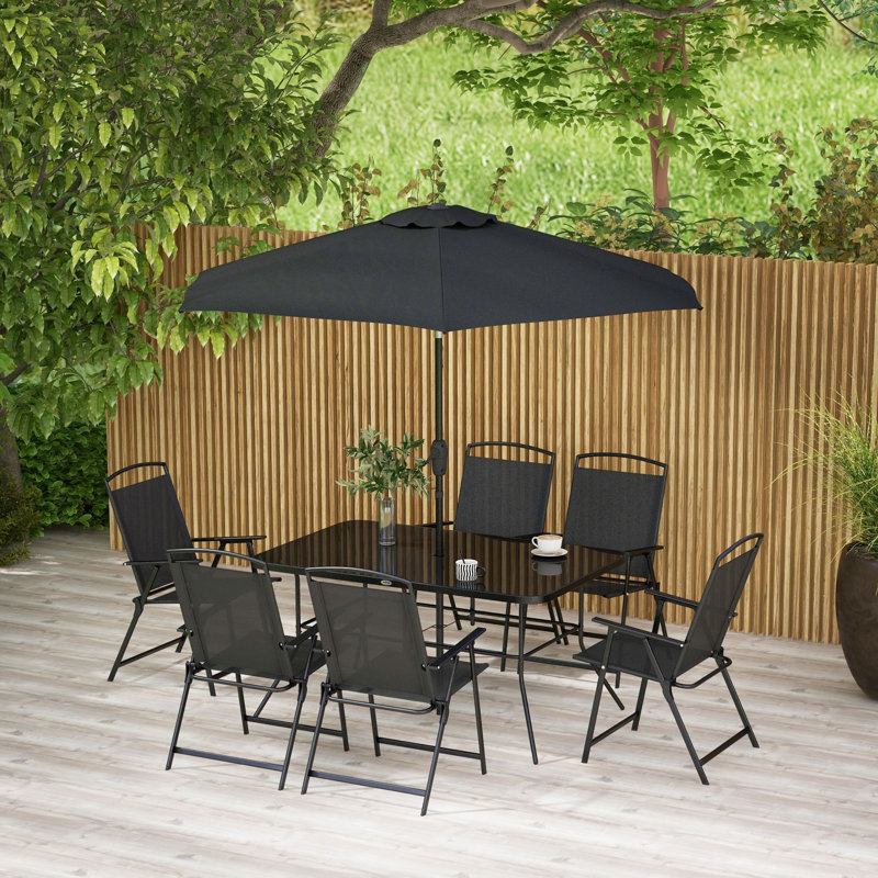 Ensemble repas d'extérieur rectangulaire L 55 po pour 6 personnes Jaceton, Noir, noir, noir, noir