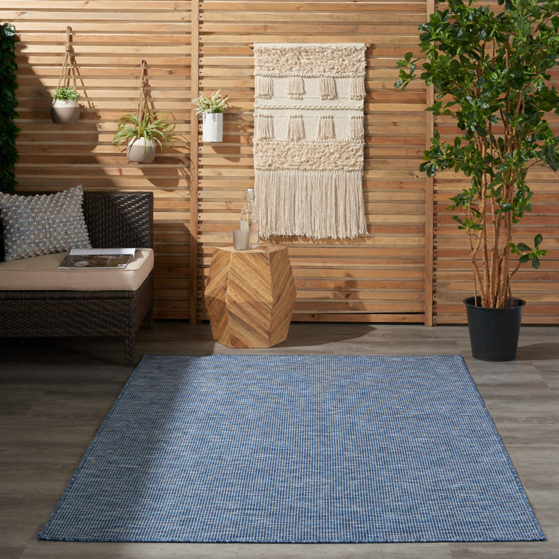 Tapis terre cuite intérieur / extérieur Lillehammer, Rectangulaire 4 pi x 6 pi, Marine