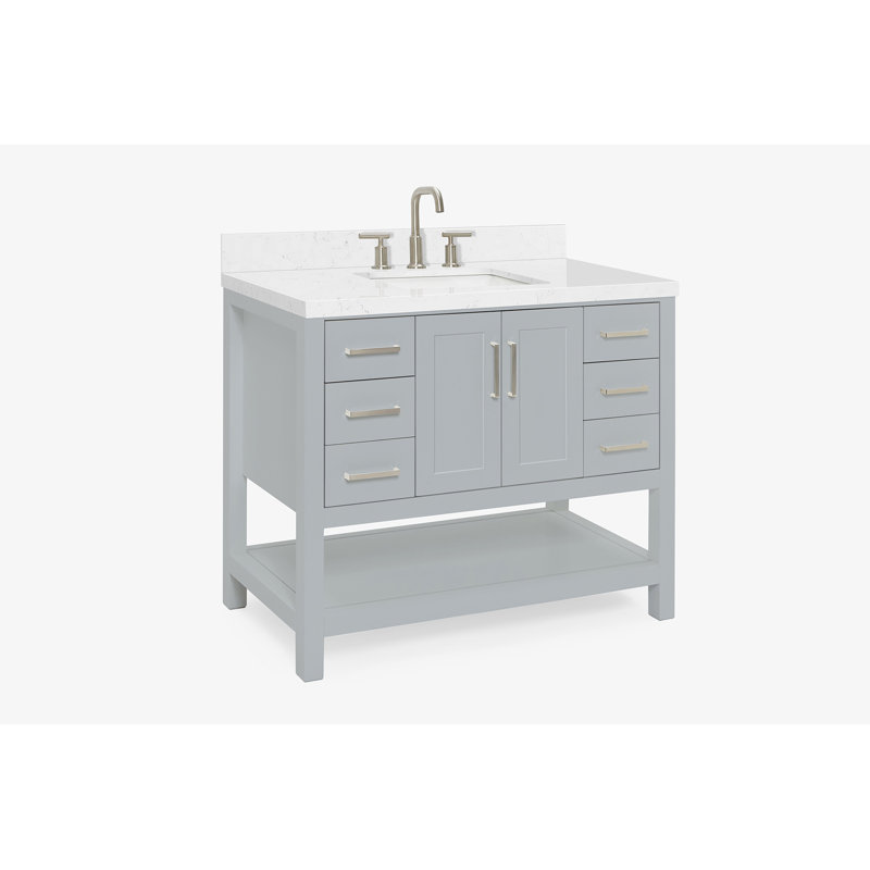 ARIEL Magnolia 42 Single Bathroom Vanity with Top, Gray, Rectangular