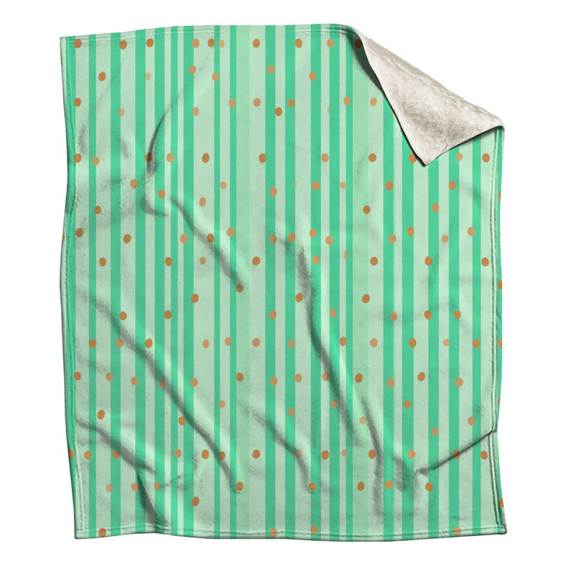 Jeté en molleton Green Stripes - Jetés à motif pour canapés ou lits, L 50 po x H 60 po