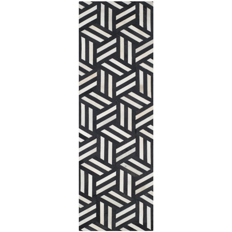 Stasia Hand Woven Leather Geometric Rug